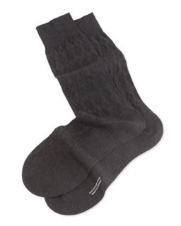 Mens Mid Calf Diamond Stitch Argyle Socks, Dark Gray   Pantherella   Dk grey mi