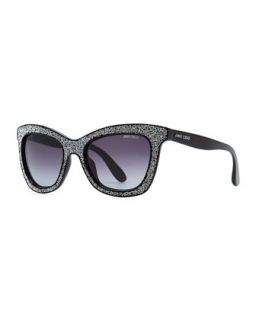 Flash Crystal Sunglasses, Black   Jimmy Choo   Black/Silver