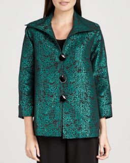 Pebble Jacquard Jacket, Womens   Caroline Rose   Turquoise/Black (2X (20/22W))