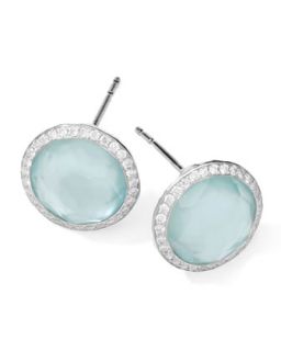 Stella Stud Earrings in Blue Topaz Doublet with Diamonds   Ippolita   Silver