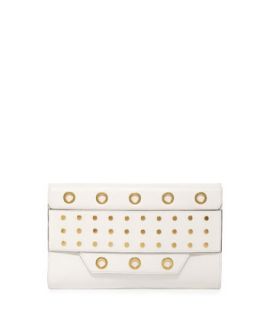 Kent Grommet Flap Clutch Bag, White   Milly