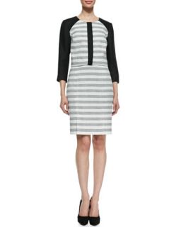 Womens Striped Tweed/Linen Jacket & Skirt Suit Set   Kay Unger New York  