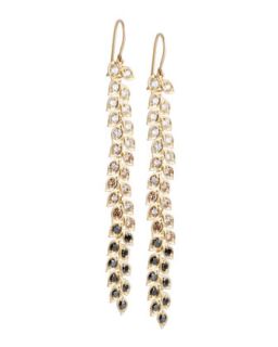 Long Vine Earrings with Black, White, and Cognac Diamonds   Jamie Wolf   White