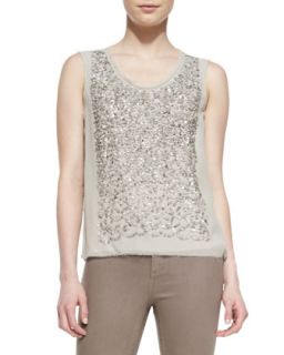 Womens Faben Sleeveless Sequined Front Blouse   Elie Tahari   Cotton seed (X 