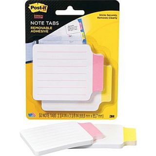 Post it Note Tabs, Assorted Colors, 2 3/4 x 3 3/8, 50 Tabs/Pack
