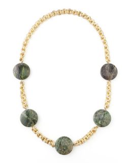 Turpan Jade Coin Necklace, Green   Devon Leigh   Green