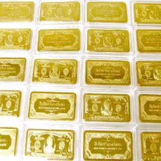100 (One Hundred) 1 Troy Ounce $1000 Bill 24k .999 Gold Clad Bar + Bonus Gold Buffalo Nickel 