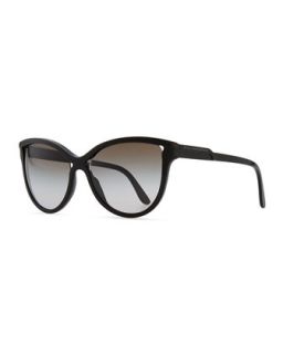Semi Round Cat Eye Sunglasses, Black   Stella McCartney   Black