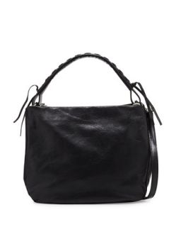 Italian Leather Convertible Hobo Bag, Black