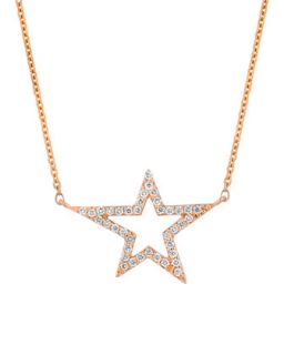18k Rose Gold Small Star Diamond Pendant Necklace   A Link   Gold (18k )