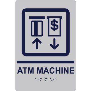 ADA ATM Machine Braille Sign RRE 875 MRNBLUonSLVR Information  Business And Store Signs 