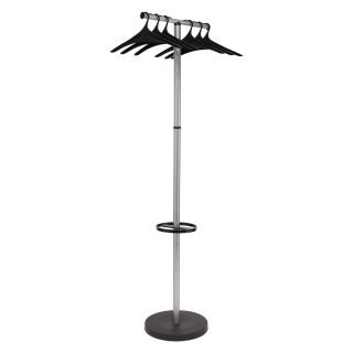 Wavy Modern 6 Hanger Coat Rack with Umbrella Stand   Silver and Black   Coat Racks
