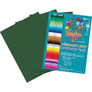 Roselle Vibrant Art Construction Paper, 9 x 12, Dark Green, 50 Sheets