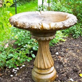 Athena Garden Cast Stone Small Fancy Column Bird Bath   Bird Baths