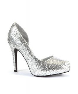Ruby Prom Silver Glitter Cut Out Court Shoes