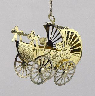 Tiny Thin Brass Baby Carriage Christmas Ornament   Decorative Hanging Ornaments