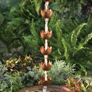 Rain Chain   Decorative Lily Shaped Copper Cups  Patio, Lawn & Garden