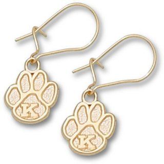 Kentucky Wildcats 3/8" "Paw with K" Dangle Earrings   10KT Gold Jewelry  Sports Fan Earrings  Sports & Outdoors