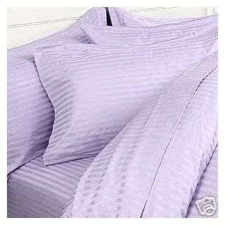 Stripe Lilac Full/Queen Size Duvet Cover Set 600 Thread Count Egyptian Cotton (3 PC Set) by LuxuryEgyptianCotton  