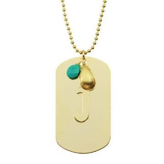 Letter J Gold plated Dogtag Initial Necklace Jewelry