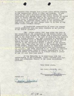 CAROLE LOMBARD   CONTRACT SIGNED 06/06/1939 CAROLE LOMBARD Entertainment Collectibles
