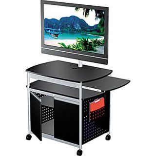 Safco Scoot Open Flat Panel Mobile Multimedia Cart w/Cabinet, Black