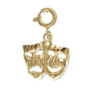 Gold Plated 925 Sterling Silver Drama Mask, Laugh Now, Cry Later Pendant Jewels Obsession Jewelry