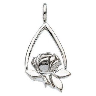 CleverEve Designer Series Sterling Silver Memorial Tear Rose Pendant Pendant Necklaces Jewelry