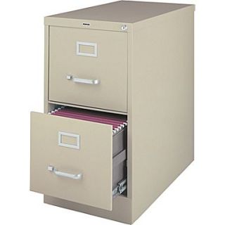 Vertical File Cabinet, 26 1/2, 2 Drawer, Letter Size, Putty