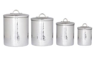 Old Dutch 4 pc. Stainless Steel Hammered Canister Set with Fresh Seal Covers   Kitchen Canisters