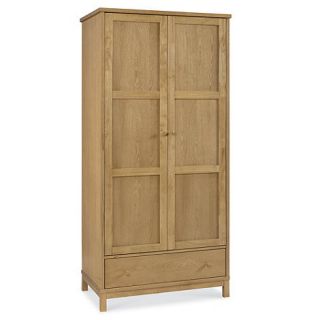 Natural oak finished Burlington double wardrobe with single drawer
