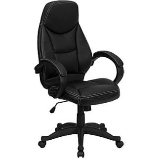 Flash Furniture High Back Curved Leather Contemporary Office Chair, Black