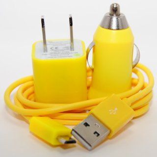 CablesFrLess (TM) 3 in 1 Yellow Micro USB Charging / Data Sync kit Cell Phones & Accessories