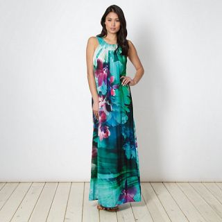 Star by Julien Macdonald Designer green floral satin maxi dress
