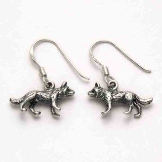 Sterling Silver Wolf Earrings Dangle Earrings Jewelry