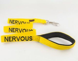 "NERVOUS" Yellow Color Coded 4 Foot Dog Leash (Give Me Space) PREVENTS Accidents By Warning Others of Your Dog in Advance  Pet Leashes 