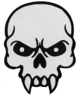 Mean Skull Embroidered Patch Skeleton Fangs Iron On Emblem Apparel Accessories Clothing