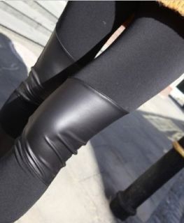 Maybe Women's Faux Leather Fleece Inset Footless Legging