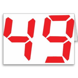 49 fourty nine red alarm clock digital number card