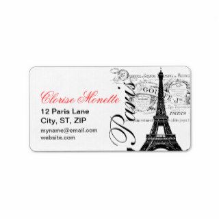 Vintage French Illustrated Eiffel Tower Custom Address Label