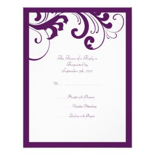Purple and White Swirls Frame Wedding RSVP Invitation