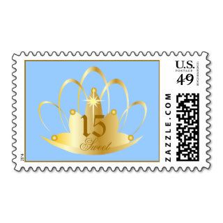 Aquamarine Sweet Fifteen Tiara Customize Stamps