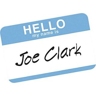 Avery Print or Write Name Badges, HELLO Blue Border, 2 11/32 x 3 3/8  Make More Happen at