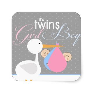 Stork Twins Baby Shower Sticker