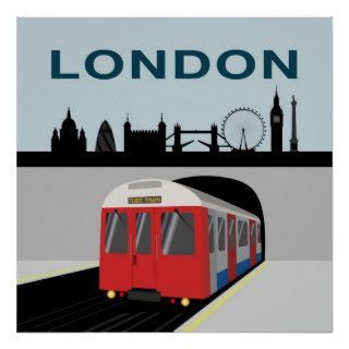 London Tube & Skyline Square Poster Design