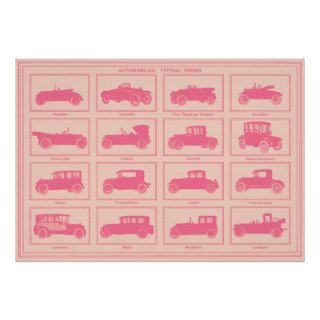 Oversized Vintage Automobile Poster in Pink