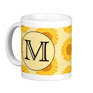 Custom Monogram, with Yellow Sunflowers. Coffee Mug
