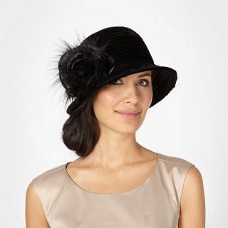 Top Hat by Stephen Jones Designer black velvet rose cloche hat