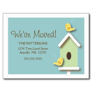 We've Moved Birdhouse New Address Postcard