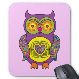 Purple Psychedelic Owl Mousepad